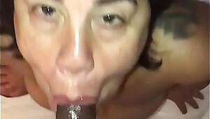 Latina MILF gives sloppy bj facial
